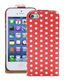 Katecase New Red PU Leather Polka Dot Pattern Flip Cover Case For iPhone 5 5S: Cell Phones & Accessories