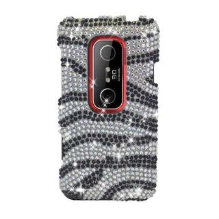 Eagle Cell PDHTCEVO3DF370 RingBling Brilliant Diamond Case for HTC EVO 3D/EVO V 4G   Retail Packaging   Black/Siver Zebra: Cell Phones & Accessories