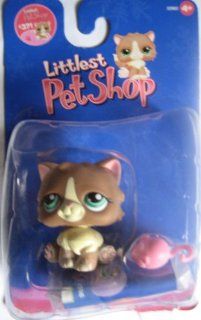 Littlest Pet Shop # 371 Brown White Cat RARE: Toys & Games