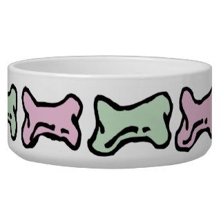 Pink and Green Bones   Big Bowl Dog Water Bowls
