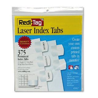 Redi Tag 39017   Laser Printable Index Tabs, 1 1/8 x 1 1/4, White, 375/Pack RTG39017: Office Products