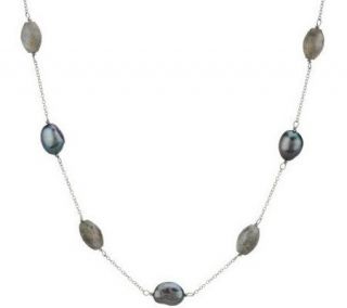 Honora 9.0mm Cultured Pearl & Gemstone 20 Station Necklace —