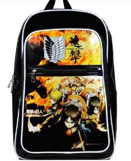 Black Attack on Titan Backpack Student Anime School Book Bag Laptop Case: Sports & Outdoors