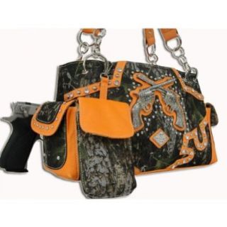 Orange Concealed Carry Crossed Guns Weapon Handbag Camo Camouflage: Shoulder Handbags: Shoes