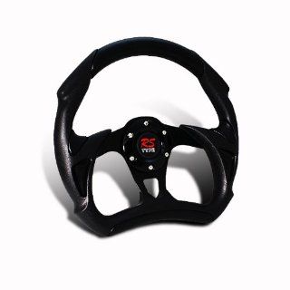 320mm JDM Battle Style Black PVC Leather 6 Hole Steering Wheel: Automotive