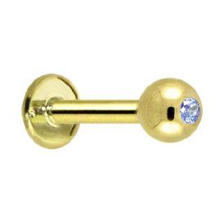 16 Gauge 3/16" 3mm  Solid 14KT Yellow Gold 1.5mm Genuine Topaz Internally Threaded Tragus: Body Piercing Nostril Screws: Jewelry