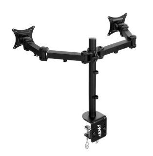 Pwr+ Dual Ergonomic LCD Monitor Screen LED Tv Table Desk Mount Clamp Stand up to 27" Heavy Duty Fully Adjustable (DUAL): Electronics