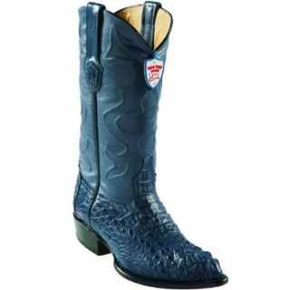 Caiman (Gator) Hornback Skin Western Style Boot, Blue Jeans, J Toe, Leather Sole,: Shoes