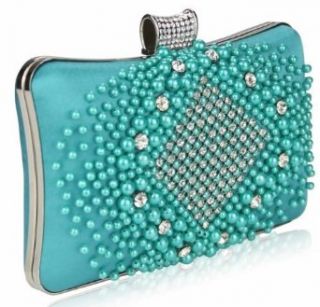 KCMODE Ladies Vintage Emerald Green Beads Pearls Crystals Evening Clutch Bag: Clothing