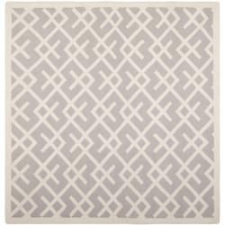 Handwoven Moroccan Dhurrie Gray/ivory Wool Rug (8 Square)