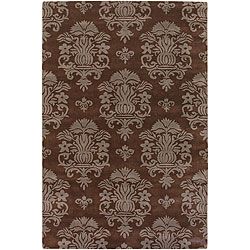 Brown Coat Of Arms Hand tufted Mandara Contemporary Wool Rug (5 X 76)
