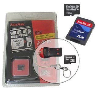 Sandisk 8GB microSDHC Class 4 Memory Card, Sandisk 256MB Transflash Memory Card, SD Adapter and Sandisk MobileMate Memory Card Reader: Computers & Accessories