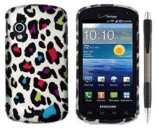 Colorful Leopard On Silver Design Protector Hard Case Cover for Samsung SCH i405 Stratosphere 4G LTE Android Smartphone (Verizon) + Bonus 1 of New Rubber Grip Translucent Ball Point Pen: Cell Phones & Accessories