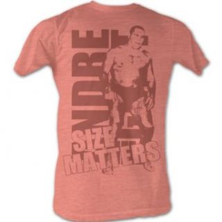 Andre the Giant T shirt   Size Matters Peach Color Adult Tee Shirt: Clothing