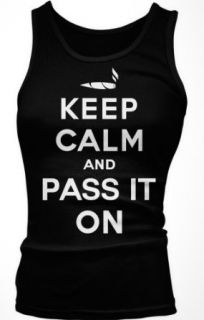Keep Calm And Pass It On Junior's Tank Top, Funny Pot Smoking Keep Calm Pass It On Joint Design Boy Beater: Clothing