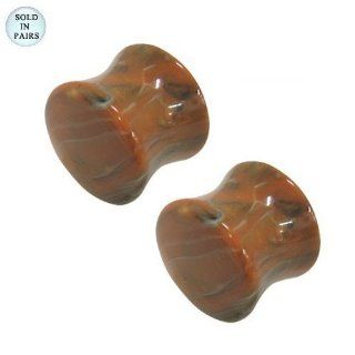 Large Gauge Orange Marble Style Ear Plug   12mm   1/2" Inch: Jewelry