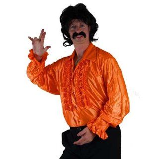 Wicked Mens Orange Disco Ruffle Shirts Costume For 70S Fancy Dress Xl Toys & Games