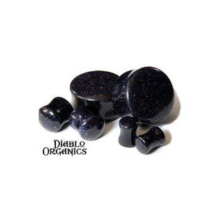 Pair Organic Blue Goldstone Stone Double Flared Plugs 0 Gauge (8mm): Diablo Organics: Jewelry