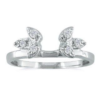 Diamond Enhancer Ring 1/8 Carat (Ctw) 14K White Gold Wrap Ring Finering Jewelry