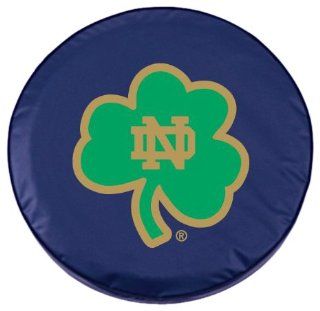 Notre Dame Tire Cover with Shamrock logo on stylish Navy vinyl by Covers by HBS  Sports Fan Tire And Wheel Covers  Sports & Outdoors