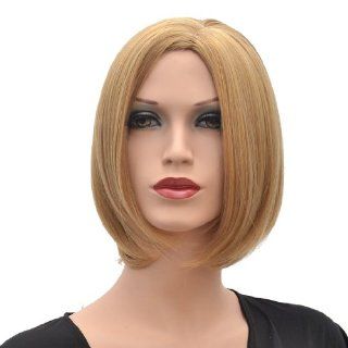 Classic Women Short Light Brown Wig Half Golden Wig For Party : Hair Replacement Wigs : Beauty