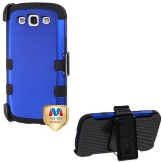 Fits Samsung i747 L710 T999 i535 R530 i9300 Galaxy S III Hard Plastic Snap on Cover Titanium Dark Blue/Black TUFF Hybrid With Black Holster AT&T: Cell Phones & Accessories
