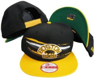 Boston Bruins Black / Yellow Two Tone Plastic Snapback Adjustable Plastic Snap Back Hat / Cap Clothing
