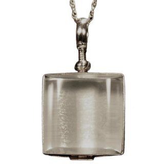 Sterling Silver & Glass Locket   Transparent Window Memory Necklace   1" SQUARE Pendant Charm   20" Sterling Chain: Jewelry