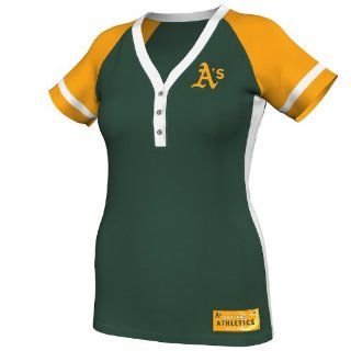 MLB Oakland A's Women's Diamond Diva Fashion Top, Green/Gold/White, X Large : Sports Fan T Shirts : Sports & Outdoors