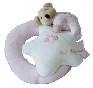 Tuc Tuc Pink Teddy Bear. Round Soft Baby Rattle and Teething Toy. Moons and Stars Collection. : Baby Teether Toys : Baby