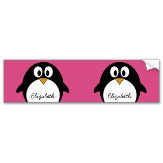 cute cartoon penguin with pink background bumper sticker