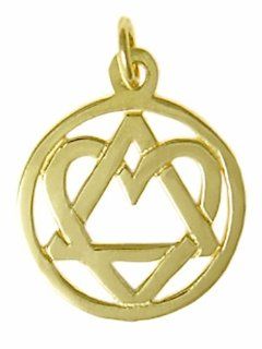 Alcoholics Anonymous Recovery Symbol Pendant, #19 4, Solid 14k, AA Symbol w/ Heart "Love & Service": Jewelry