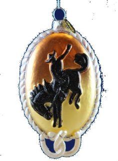 Cowboy Silhouette Glass Christmas Ornament Sports & Outdoors
