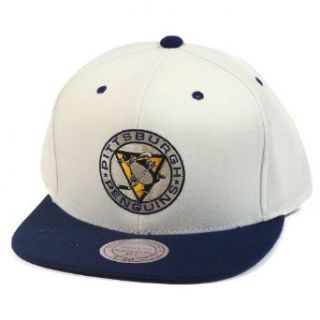 Pittsburgh Penguins NHL Vintage Cream Top with Dark Neutrals Velcro Adjustable Hat: Clothing