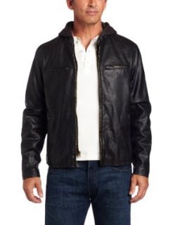 Levi's Men's Faux Leather Racer Hoody, Dark Brown, Large at  Mens Clothing store: Faux Leather Outerwear Jackets