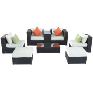 Outsunny 8pc Outdoor PE Wicker Rattan Patio Sectional Chair Furniture Set : Patio, Lawn & Garden