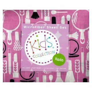 Kids Collection Microfiber Twin Sheet Set Girl's Makeup (Lipstick, Blush, Nail Polish, etc.) (TWIN SIZE) (Twin) Baby