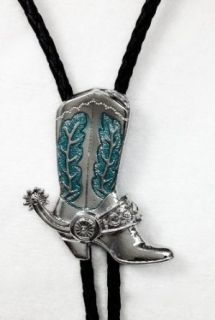 Cowboy Boot Turquoise Enamel Bolo Tie, Silvertone at  Mens Clothing store