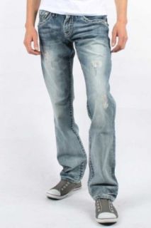 Rock Revival   Mens Cooper Straight Leg Denim Jeans With Flap in Color T8, Size 40, Color Denim at  Mens Clothing store