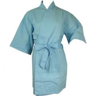 Short Travel Waffle Weave Robe, Blue at  Womens Clothing store: Bathrobes