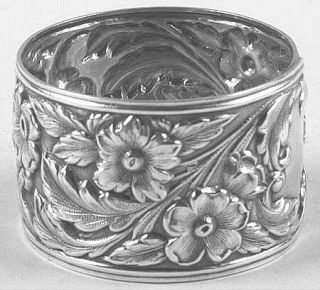 Kirk Stieff Repousse Full Chased/Hand Chased Napkin Ring   Strlg, Hollo,Floral H