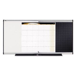 Quartet 3 in 1 Combo Dry Erase/Bulletin/Calendar Board, 48 x 24, Black, Aluminum Frame : Office Products