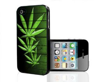 Green Weed Leaf Leaves on Wood Design iPhone 5 i5 Hard Phone Case Cover: Cell Phones & Accessories