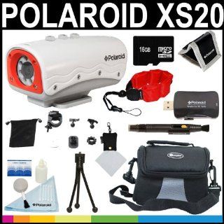 Polaroid XS20 HD 720p 5MP Waterproof Sports Action Camera with 8 LEDs with Helmet & Bike Mounts + Polaroid Floating Strap + 16GB Card + Deluxe Case + Polaroid Accessory Kit : Camcorders : Camera & Photo