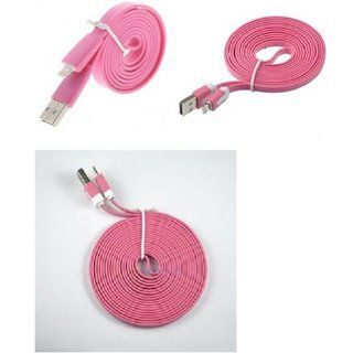 DGBAY  10 Colours 6.5ft, 2 Meters 8 Pin USB Flat Noodle Sync Data & Charger Charging Cable for iPhone 5 5G iPad 4 iPad Mini iPod Nano 6th DT 0409(2M) (Pink): Cell Phones & Accessories