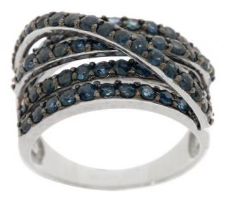 2.00 ct tw Blue Sapphire Highway Style Sterling Band Ring —