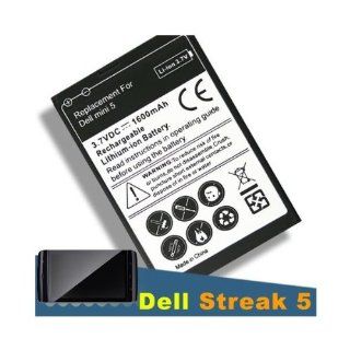 [Aftermarket Product] 1600 mAh Battery Standard Backup Spare Extra Power Replace Replacement For Dell Mini 5 Streak: Cell Phones & Accessories