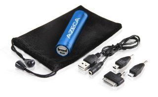 Azeca D422 BL 2800 mAh Lipstick Power Bank External Battery Charger   Retail Packaging   Blue: Cell Phones & Accessories