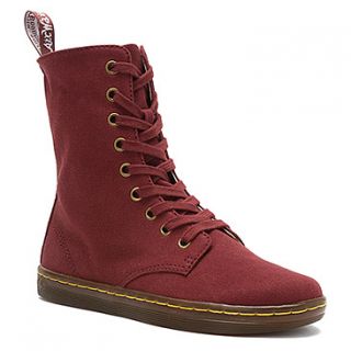 Dr Martens Stratford 9 Eye Fold Down Boot  Women's   Cherry Red Canvas/Union Jack