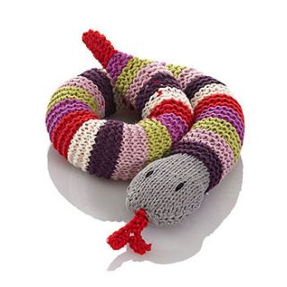 fairtrade knitted snake rattle, 50 cm by little baby company